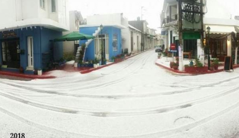 Ο καιρός τρελάθηκε στην Κρήτη -Πάσχα με... χιόνι και χαλάζι [εικόνες]