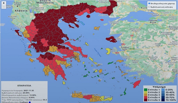 Στο “κόκκινο” η Ρόδος στον επιδημιολογικό χάρτη