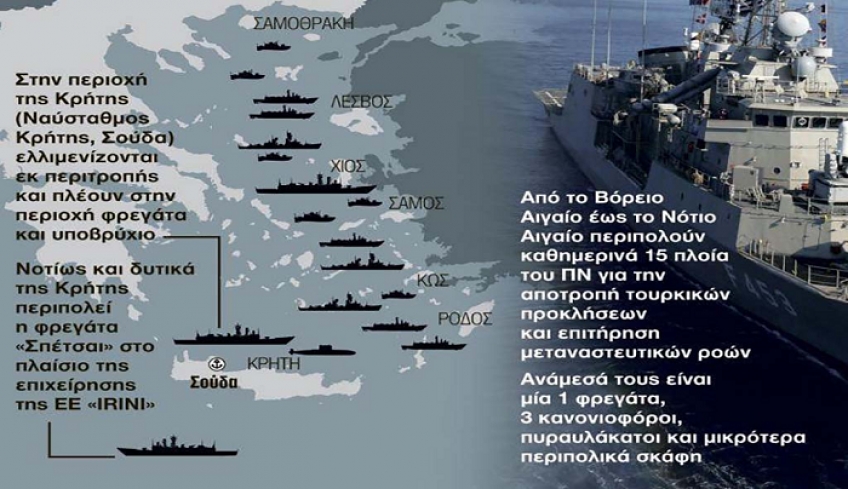 Μεγάλη άσκηση του Πολεμικού Ναυτικού στο Αιγαίο -  Πλωτό φράγμα στο Αιγαίο από τις Ενοπλες Δυνάμεις απέναντι στις τουρκικές προκλήσεις