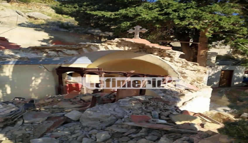 Σύμη: Θύμα της «Ζηνοβίας» το Μοναστήρι του Αγίου Μερκουρίου -Καταπλακώθηκε από βράχους