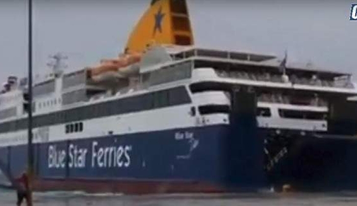 Συγκλονιστικό βίντεο: Η μάχη του Blue Star Delos να «δέσει» στο λιμάνι της Τήνου
