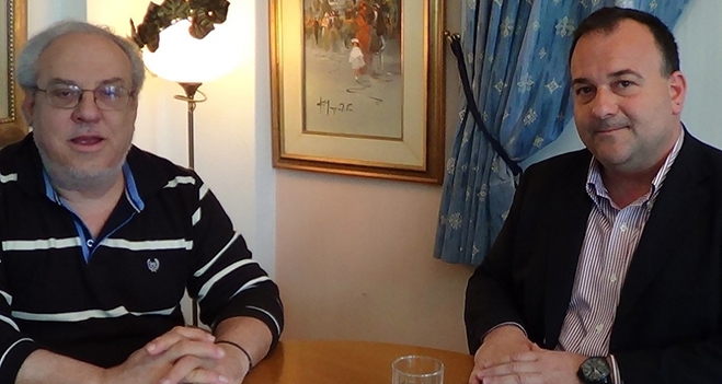 Φωτογραφία από συνέντευξη που είχε παραχωρήσει ο Ιωάννης Παππάς στον Γ.Ιωαννίδη στο "Βήμα Διαλόγου" τον Απρίλιο.