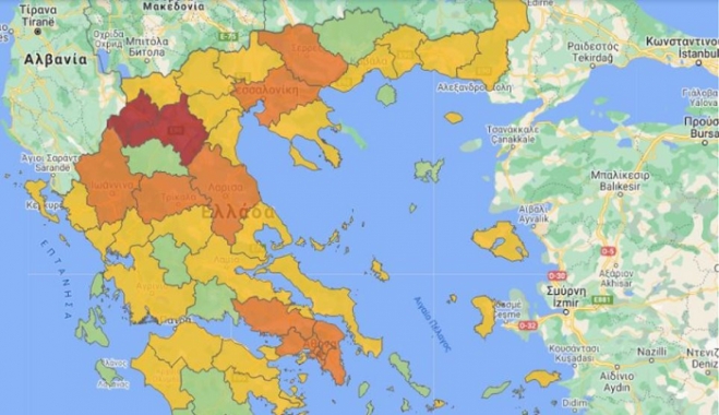 Χάρτης υγειονοιμικής ασφάλειας: Ποιες περιοχές αλλάζουν χρώμα και επίπεδο συναγερμού από σήμερα
