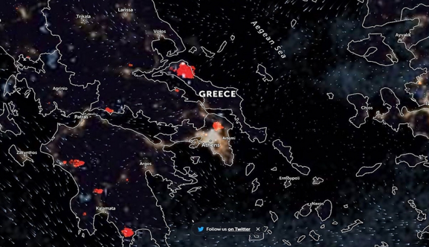 Live: Η πύρινη επέλαση στην Ελλάδα από δορυφόρο