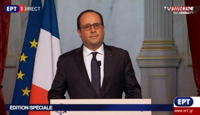 Βουρκωμένος ο Ολάντ - "Η Γαλλία κλείνει τα σύνορά της" - BINTEO