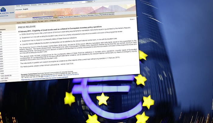 «Βόμβα» από την ΕΚΤ: Σταματά να δέχεται ως ενέχυρο τα ελληνικά ομόλογα