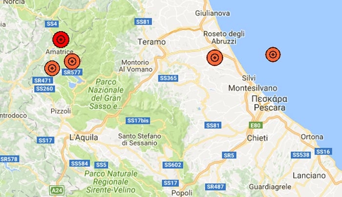Τρέμει η Γη! Πέντε απανωτοί σεισμοί στην Ιταλία! 5,5 Ρίχτερ ο μεγαλύτερος (βίντεο)
