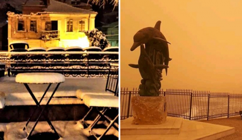 Ο καιρός… τρελάθηκε! Χιονίζει στη βόρεια Ελλάδα – Σαχάρα η Κρήτη