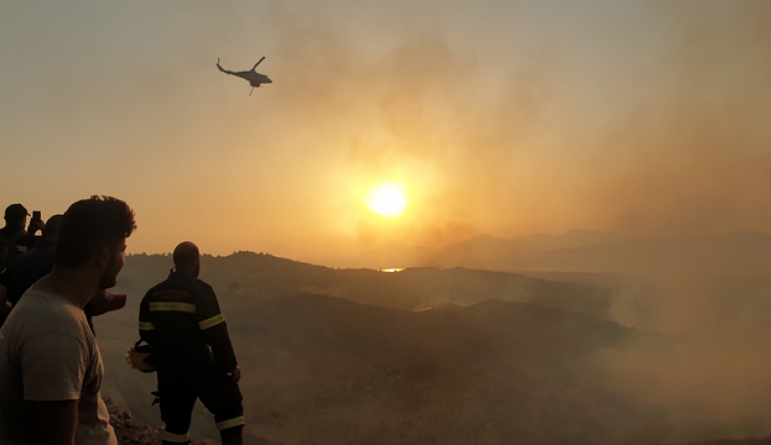 Με 15 μέλη της η Ελληνική Ομάδα Διάσωσης Κω συνέδραμε στην κατάσβεση της φωτιάς στην Κω